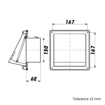 Preview: Ablufthaube Edelstahl mit Stutzen für Rohre DN 150 incl. Schaumgummidichtung